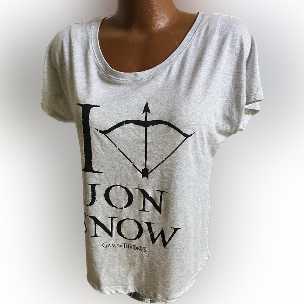 Game of Thrones I heart Jon Snow womens t-shirt L super nice!  Drop sleeve